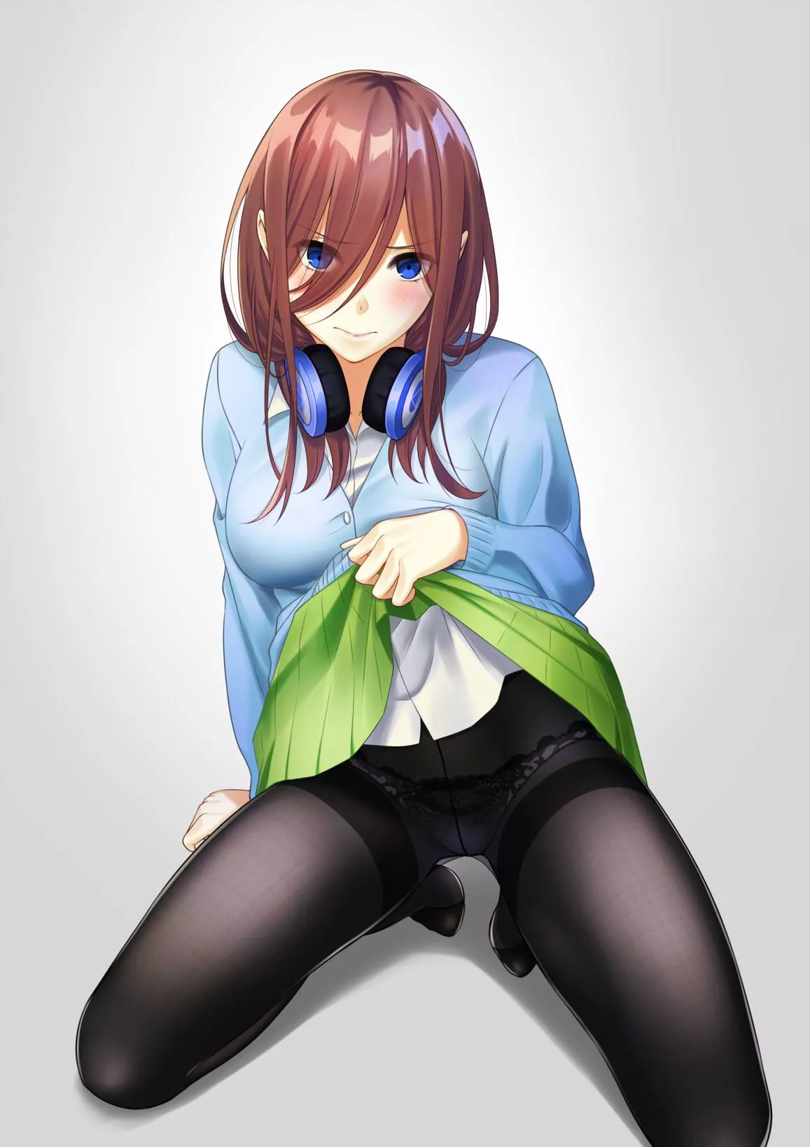 Miku On Her Knees Lifting Up Her Skirt (Quintessential Quintuplets) posted by Csxc