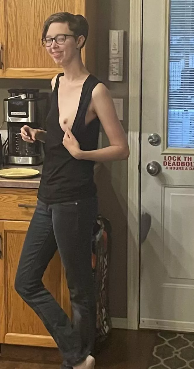 Nerd giving me a little flash as she was heading to work this morning  posted by No_Interview_6489