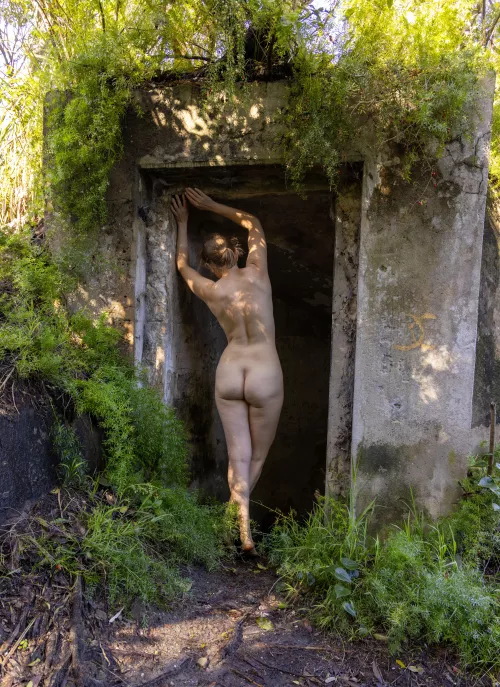 Naked amongst war bunkers in Sydney  by Fernfairygoeswild