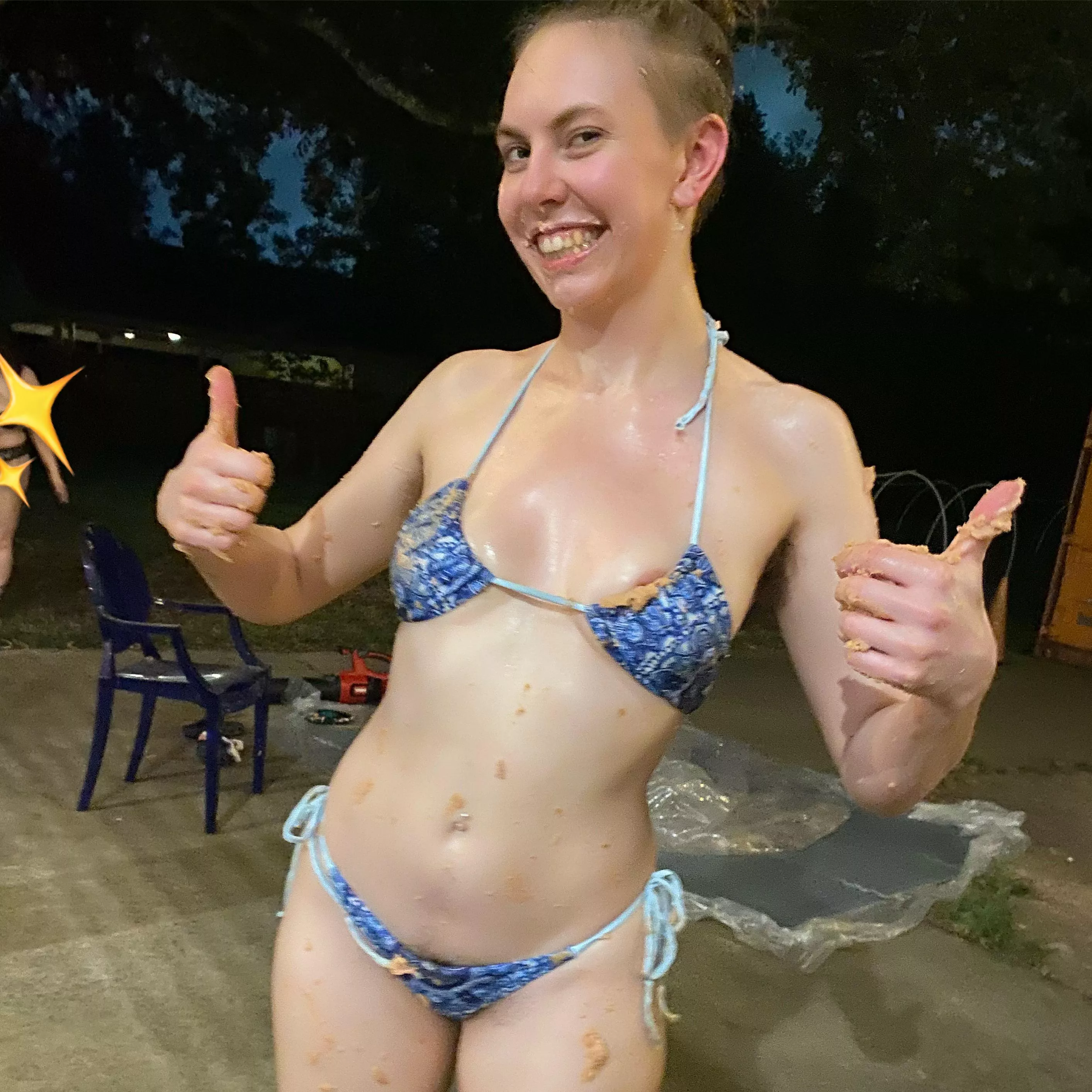 Cake sploshing scene in human sized hamster ball was successful! posted by savramsbottom