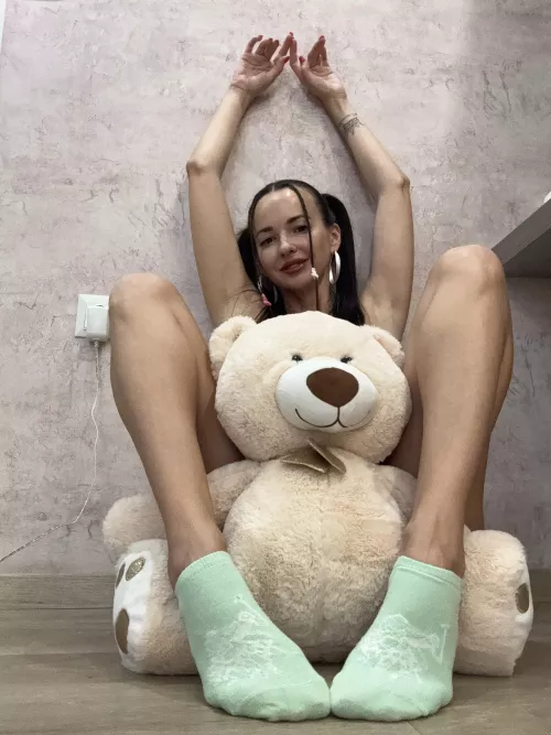 I would move the teddy bear away, but today all the attention is on my socks by RedSparrk