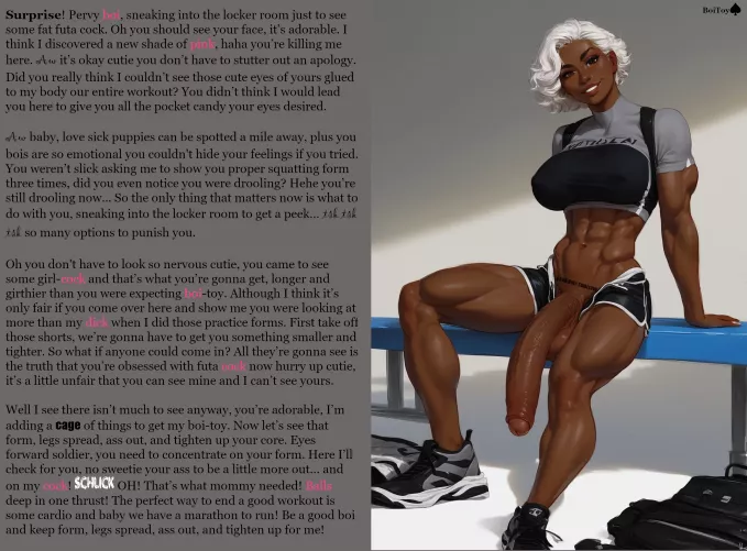 Peeping Boi's New Gym Partner (AI Image: Me\Her Thrall) [Futadom] [FutaOnMale] [Anal] [Ayshaverse] [ChaCha] 
 by SpadeLovesFu