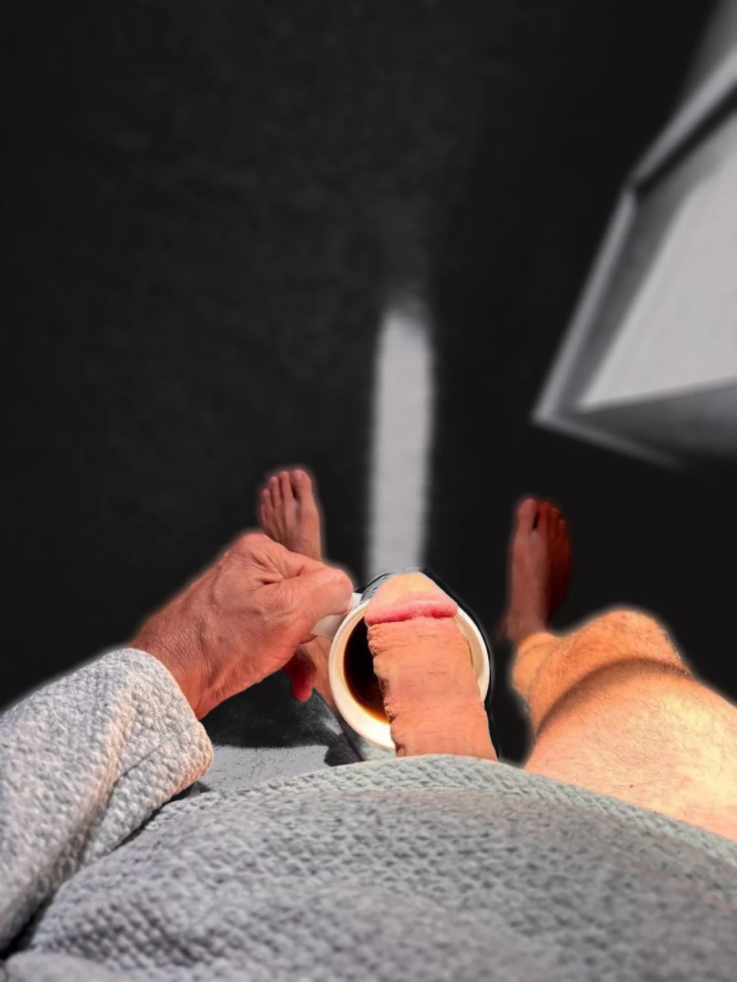 (53) Good morning….sun light ☀️ hitting my soft cock and veiny hands ….coffee tastes so good  posted by blackoutram23
