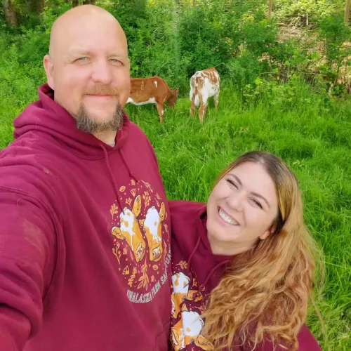 London Andrews with her husband, Kyle. They're doing amazing things in caring for the rescue animals on their farm.  by evenflow_2991