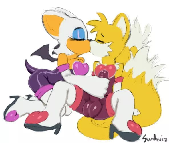 Rouge playing with her femboy, Tails (Sunhuiz)  by Zestyclose_Trip_506