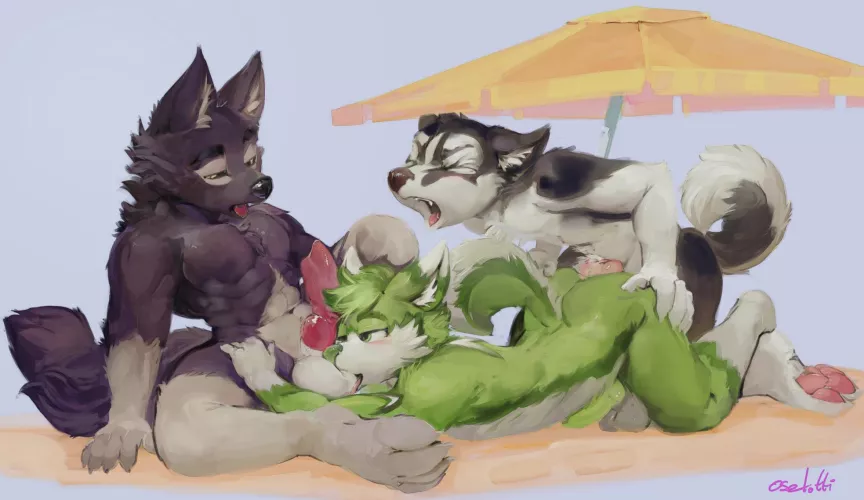 Enjoying Themselves at the Beach (Oselotti) by DL2828