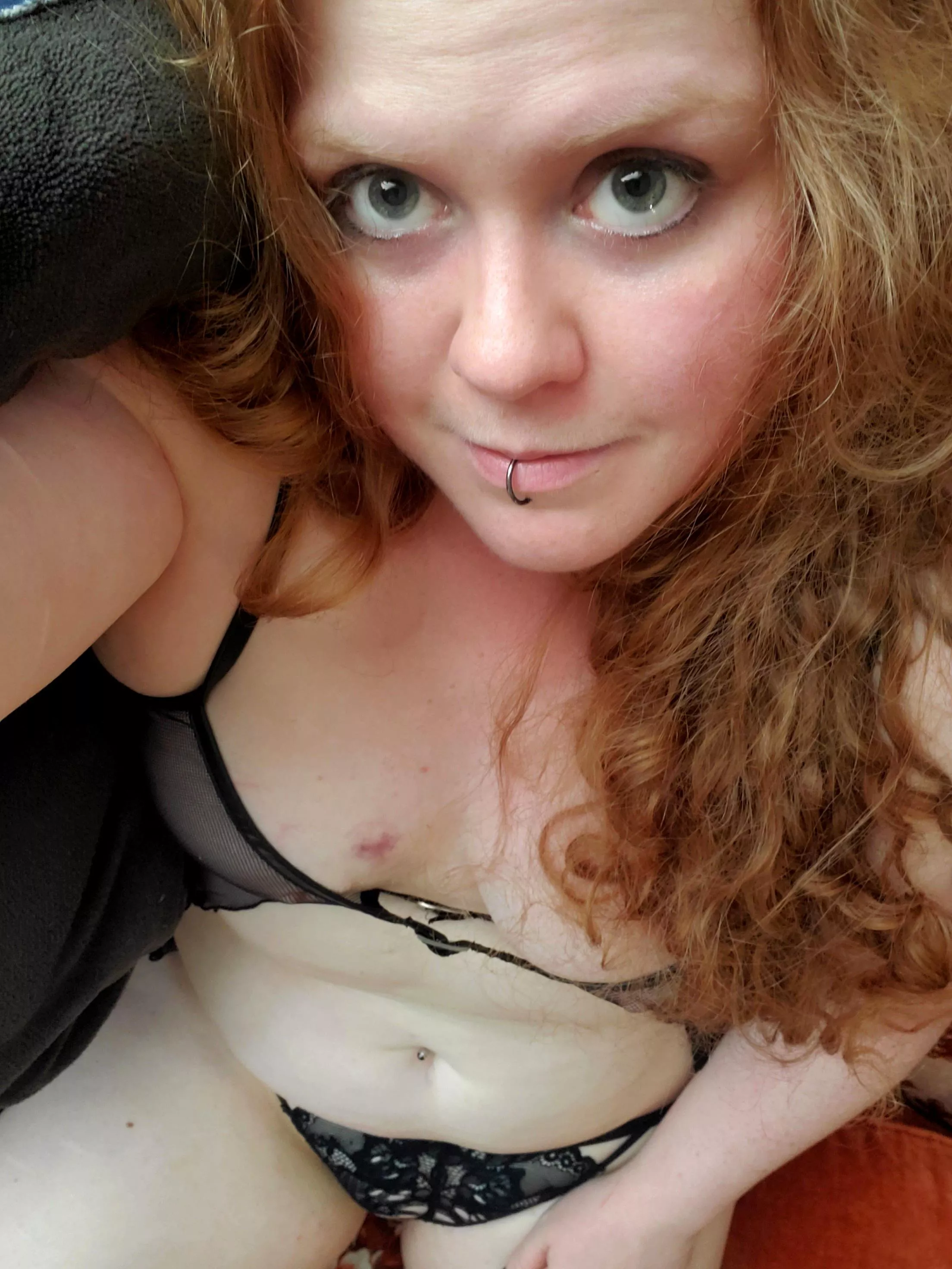 Red Hair, Black Lingerie  posted by purezoetry