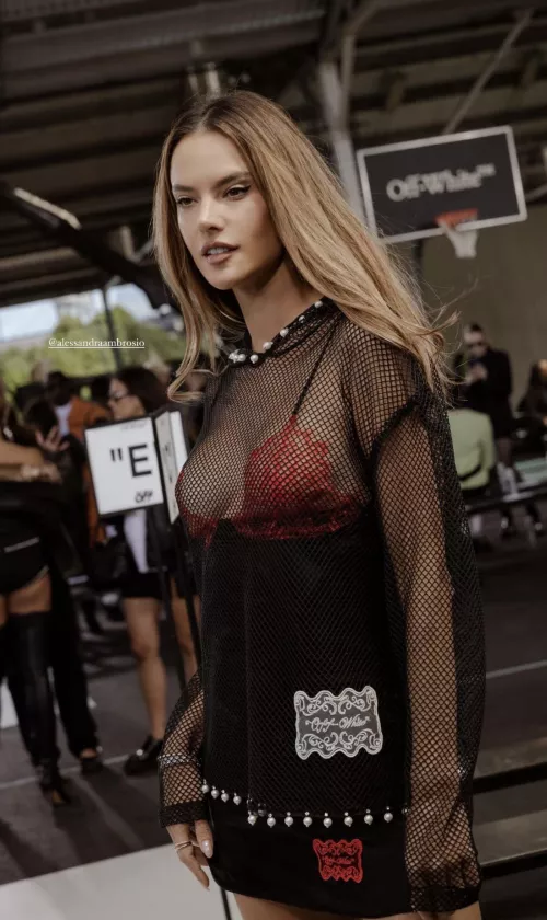 Alessandra Ambrosio, slightly nipslip at off-white event in NY 2024 by No_Ingenuity_2966