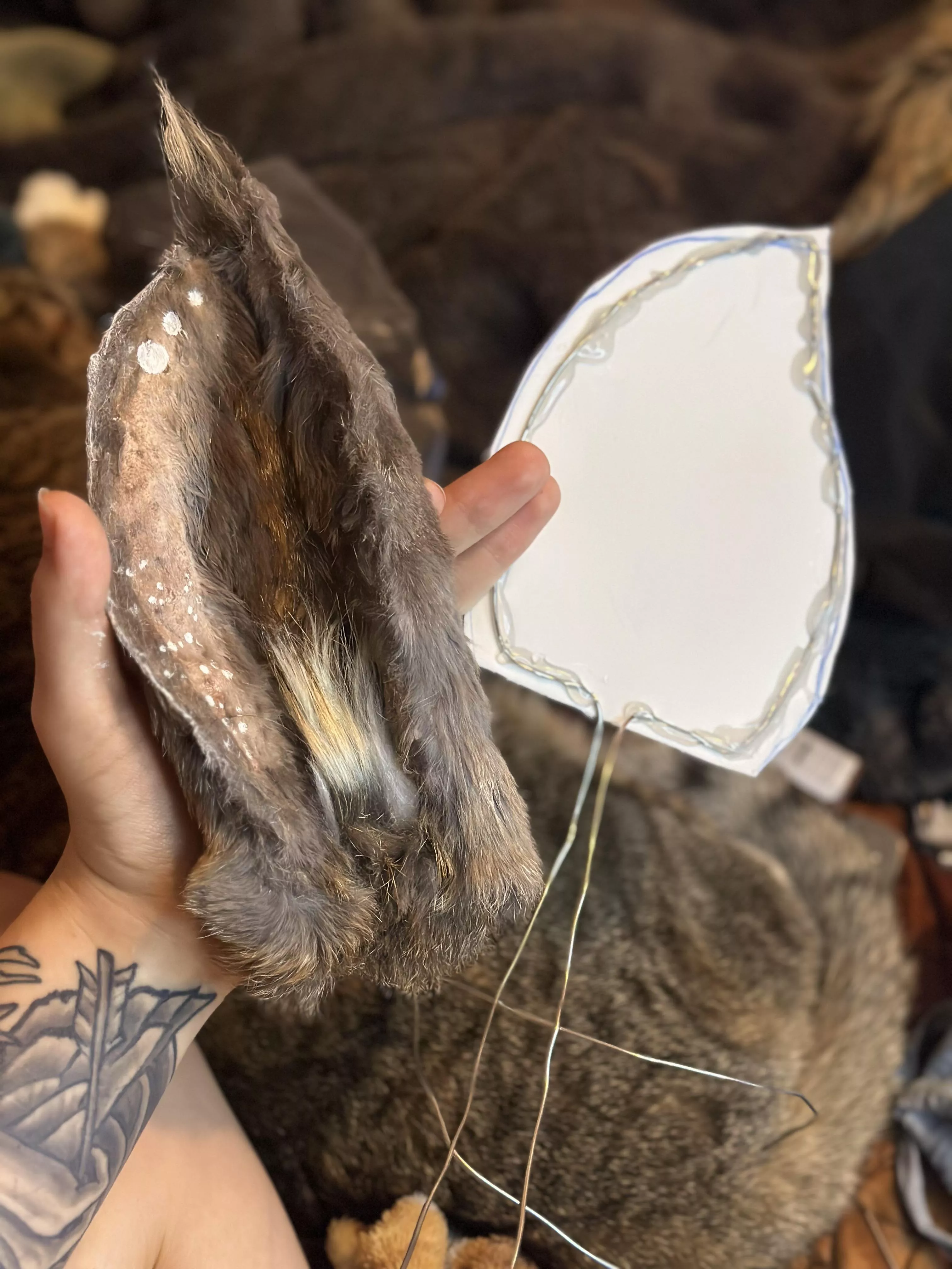 Working on deer ears for my partner!  posted by TheOceansHarpy