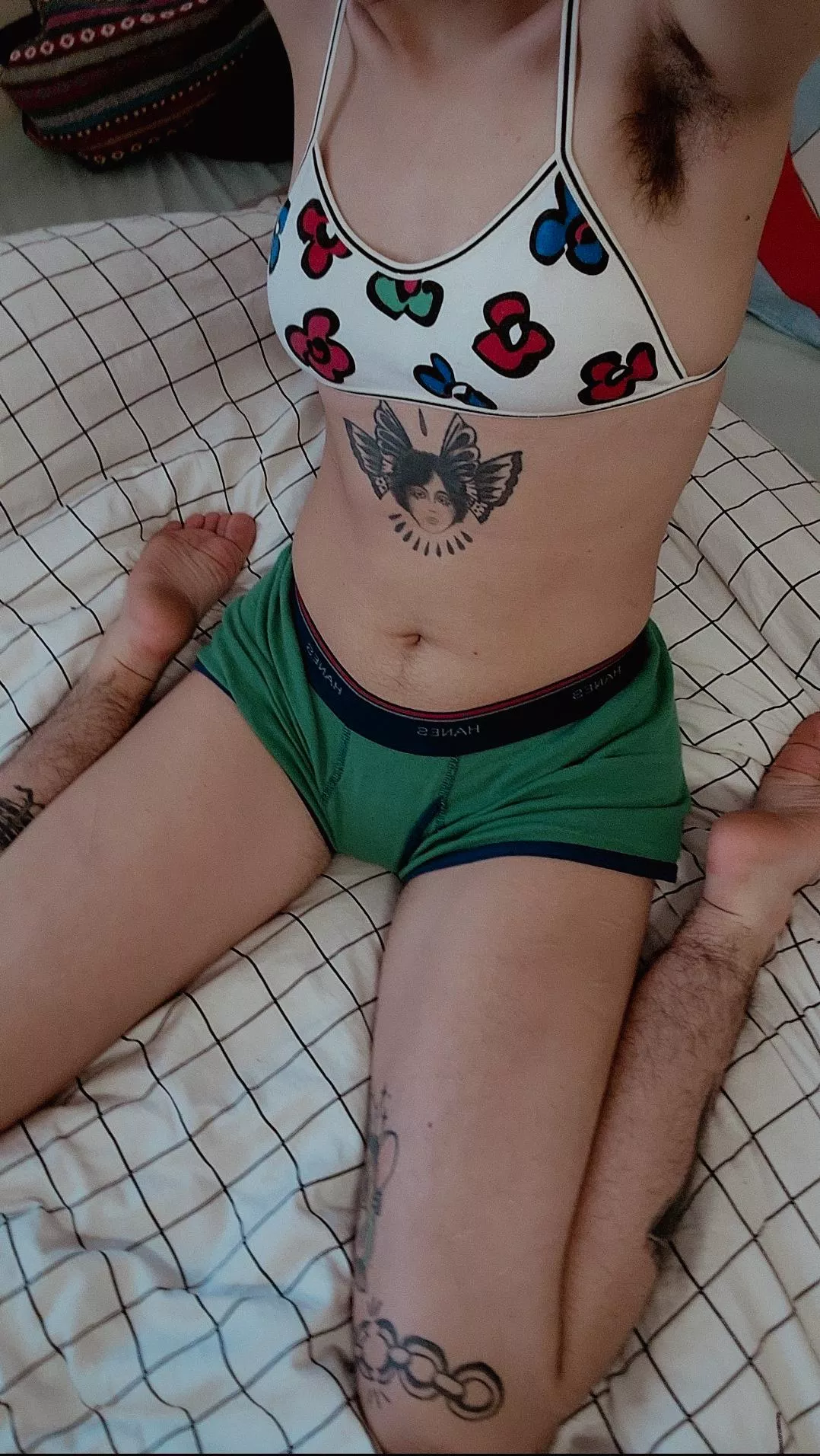 just hairy boy in a pretty bra <3 posted by butchtwinkian