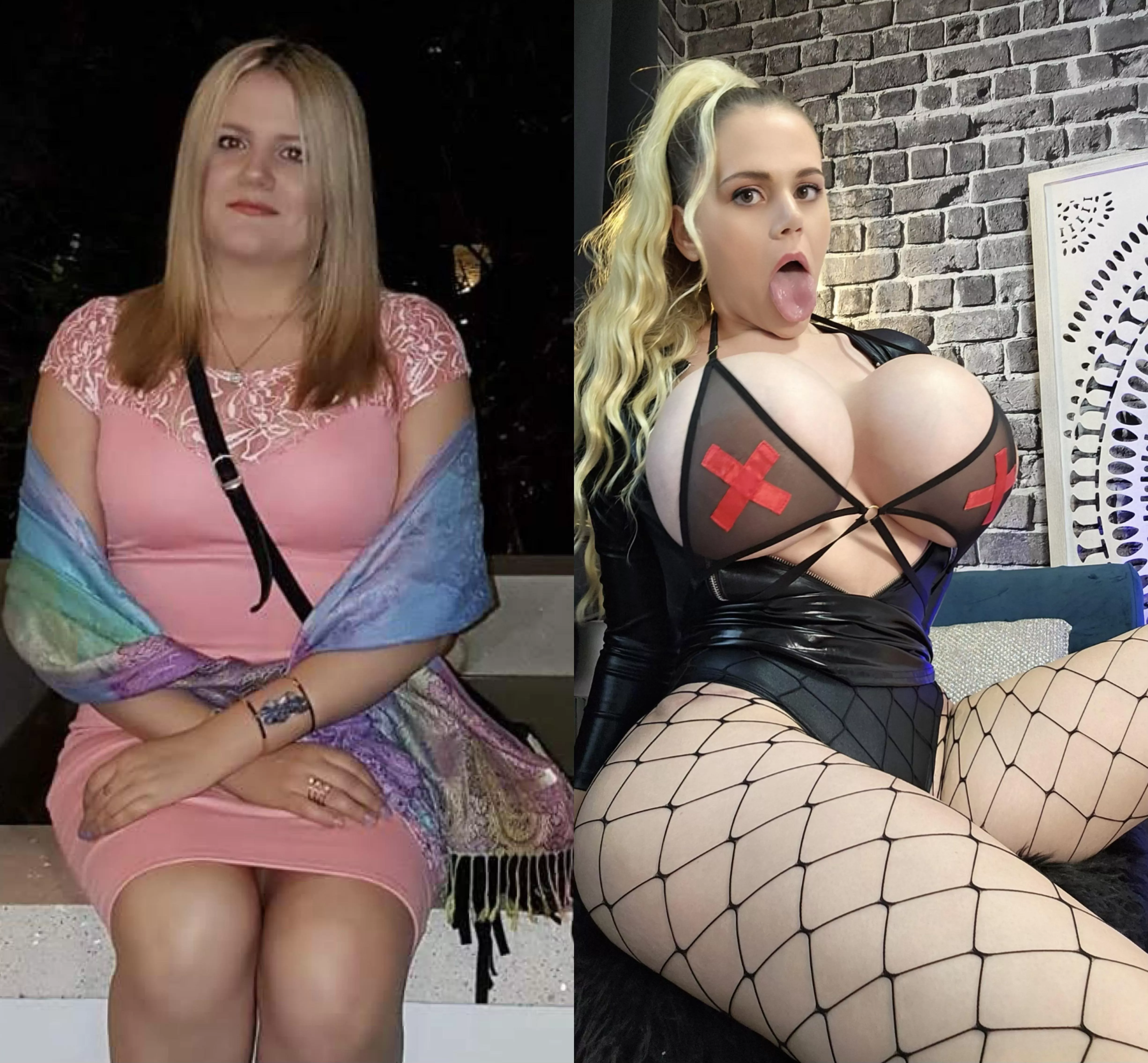 Shy, nervous, innocent -> slutty, nympho,  bimbo doll [oc] posted by JazmyneDayy