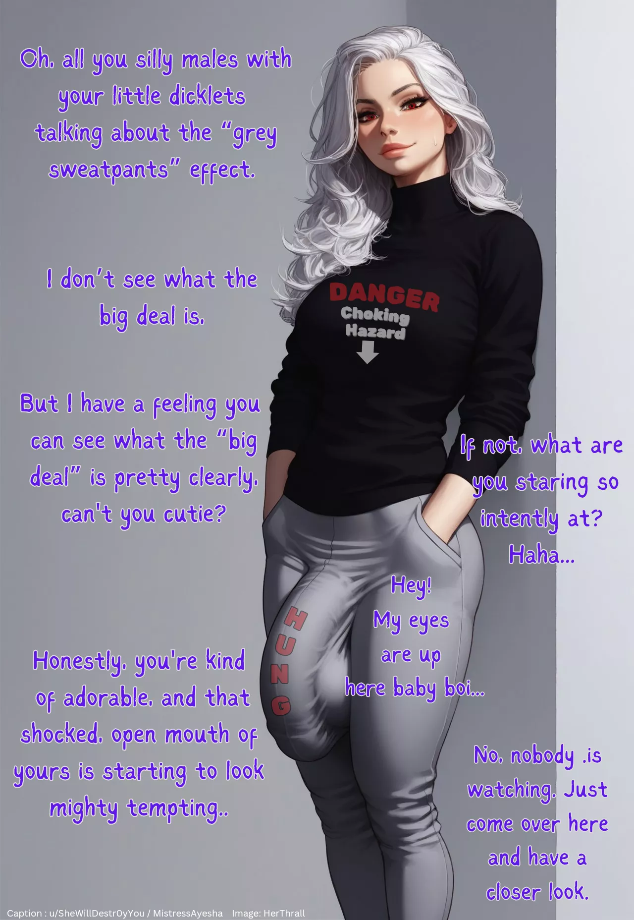 The Grey Sweatpants Effect (Image: HerThrall) [Futadom] [Cock Awe] [SPH] [Wholesome] [Rimmance] [Ayeshaverse] posted by SheWillDestr0yYou