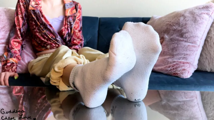 thick white gym socks get easily moist after a walk [F] by Goddess_ChloeLove