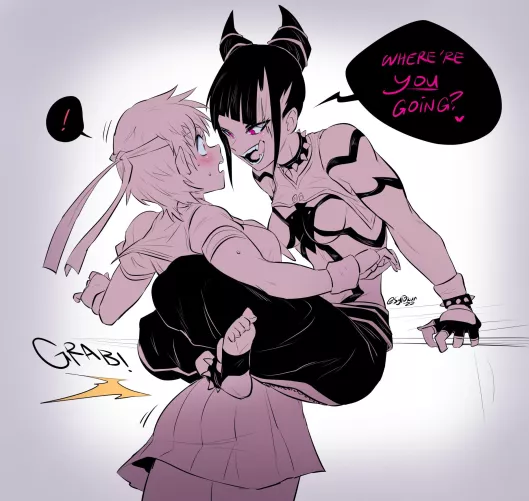 Juri X Sakura [Street Fighter] (Sytokun)  by Xtra_Juicy-Buns