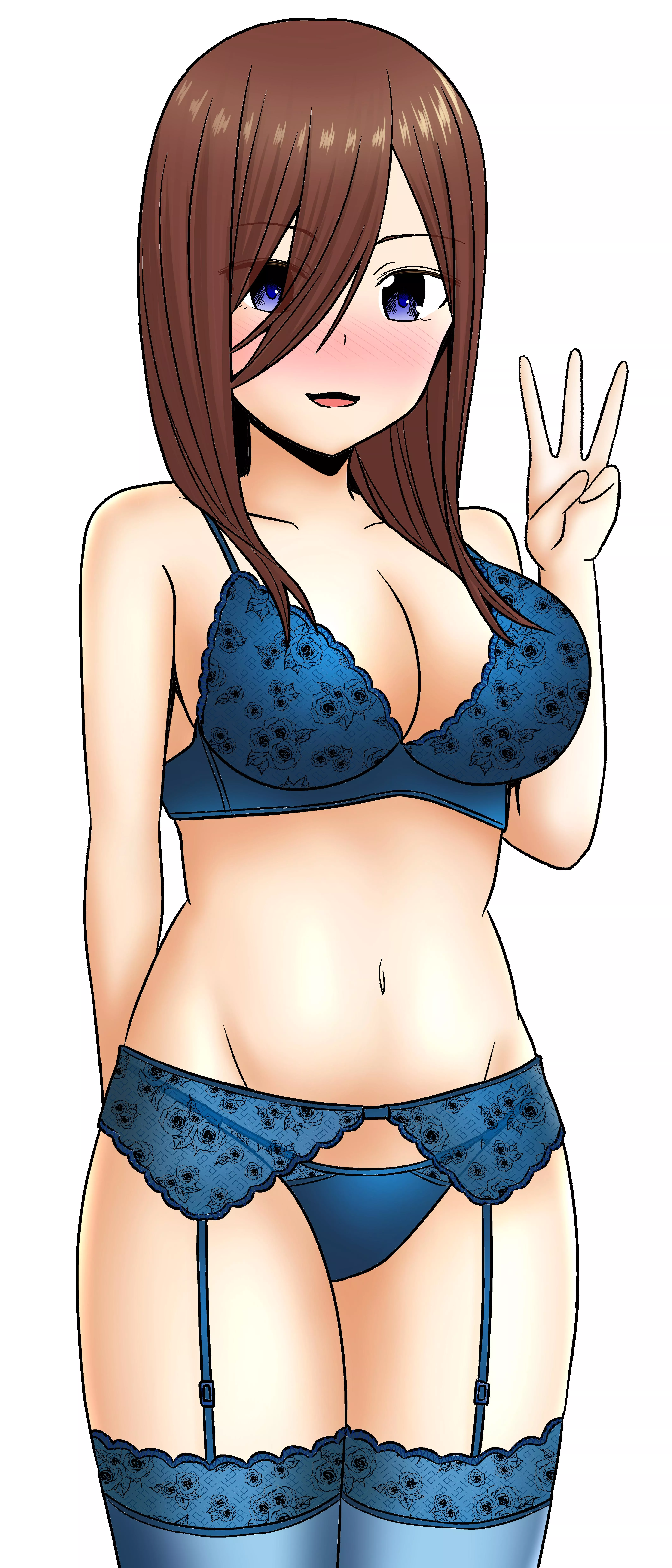 Miku Nakano Blushing In Her Blue Lingerie [Quintessential Quintuplets] posted by Csxc