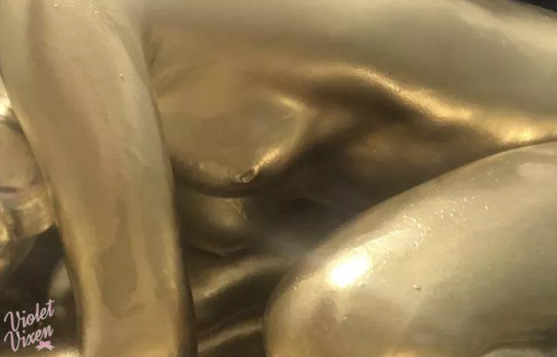 Artistic in Gold Metallic Mehron: Lick it, it's shiny [OC] by VioletVixen_CakeSlut