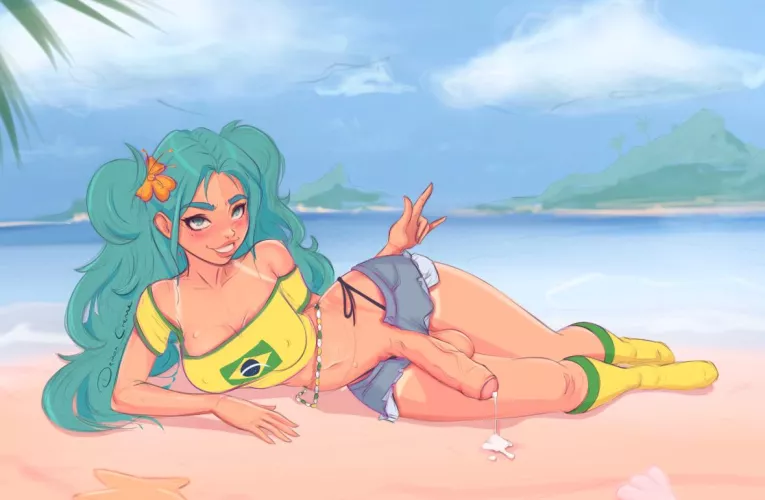 Brazilian Miku dripping in the sand (demon_creme) by demon_creme