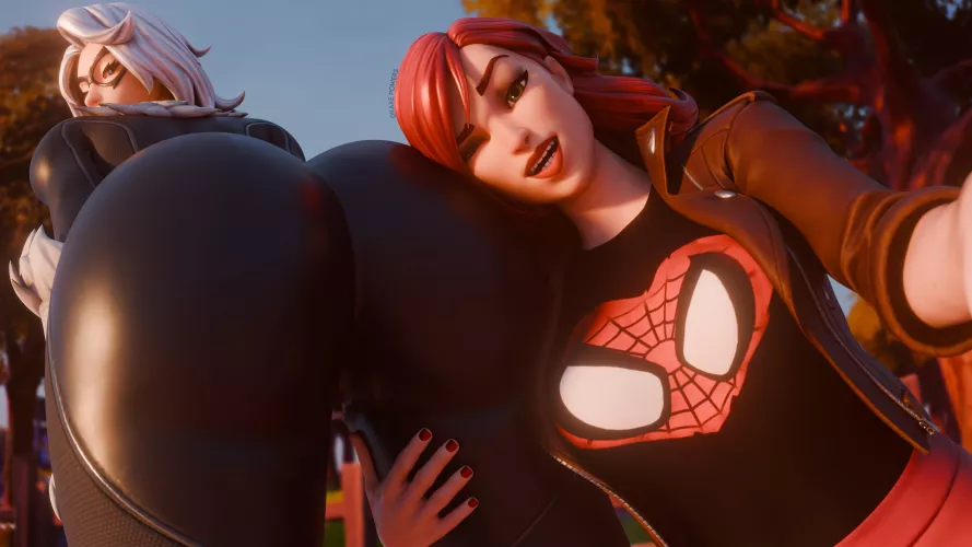 Black Cat and Mary Jane (Drake Powers) [Marvel] by Kuro-Oji