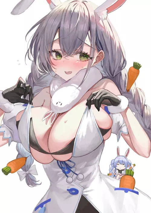 Noel doesn't quite fit in Pekora's outfit [Hololive] by marxsander2016