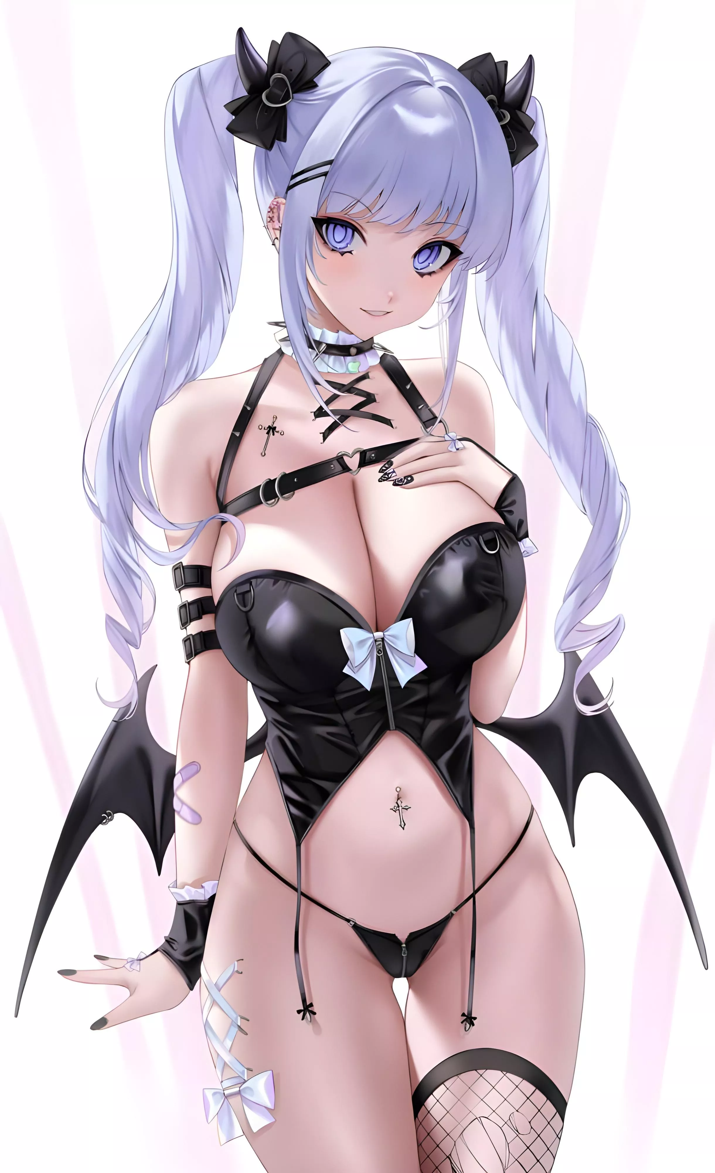 Silver haired twintail Succubus [Artist's OC] posted by marxsander2016