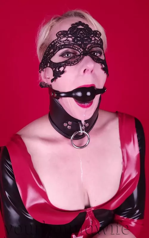 Collared, Gagged, and all shined up.  by yourboundwife