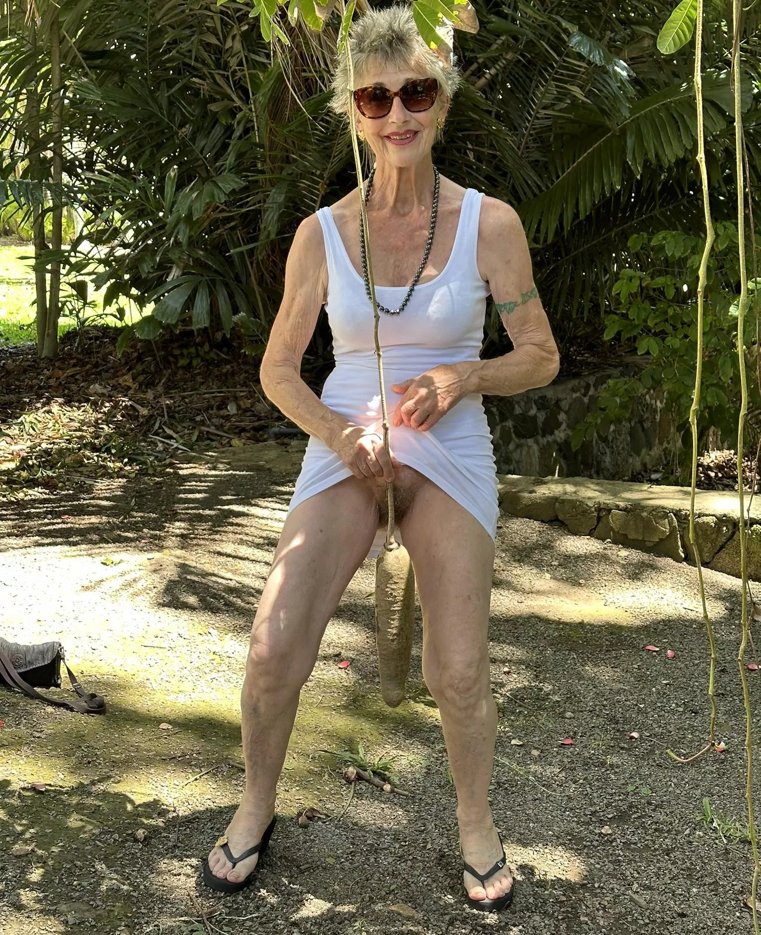 I wore no panties to the botanical gardens, and couldn't resist some healthy fun with the sausage tree posted by FromThisNight