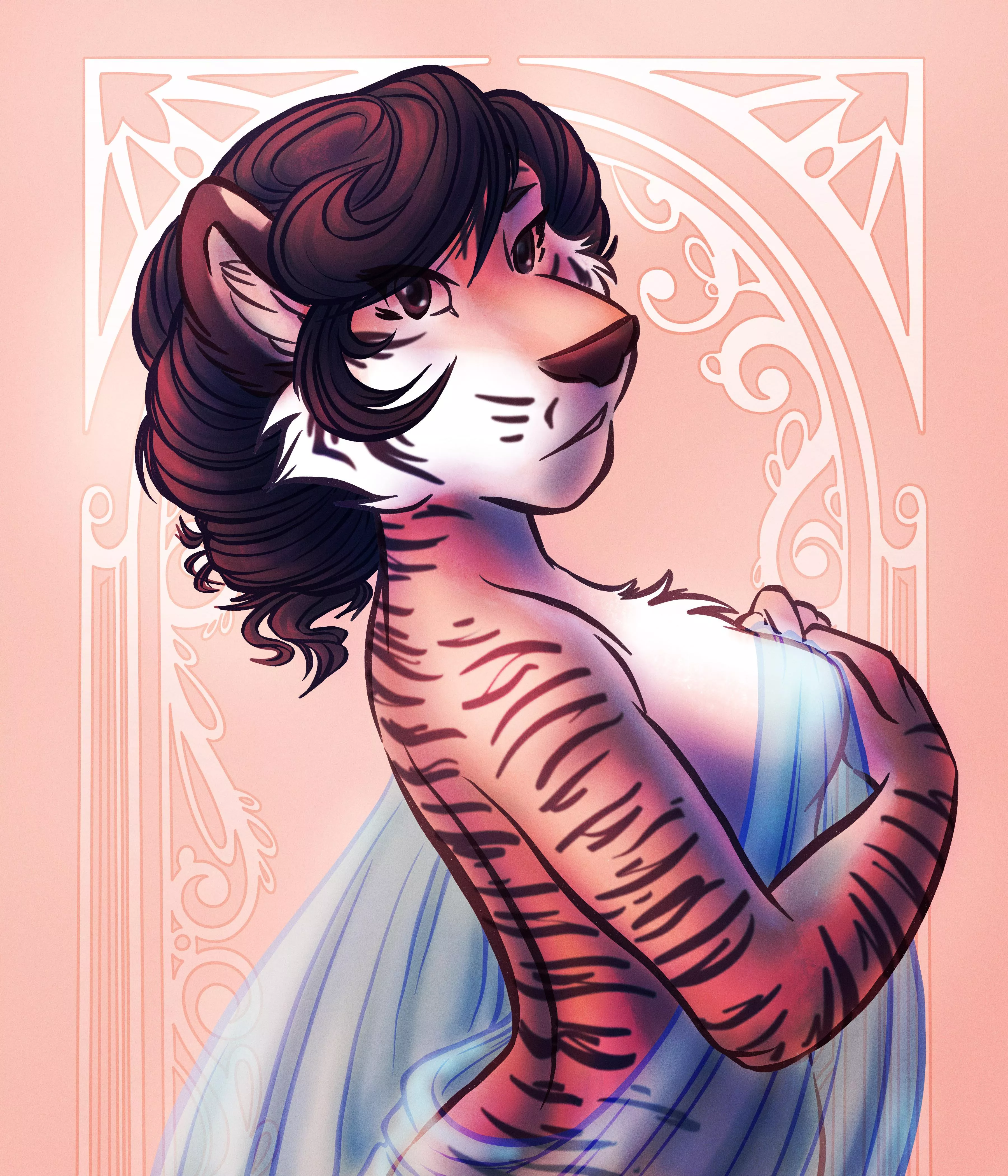 Nouveau Pinup - Tigress (Art by Me) posted by ConfuzzledDork