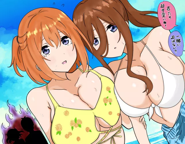 Yotsuba And Miku Getting Hit On At The Beach [Quintessential Quintuplets] by Csxc
