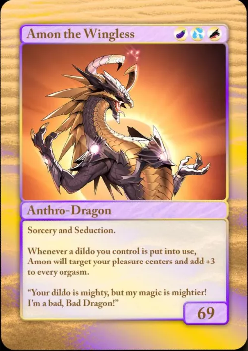 I want to see the back of the Amon Collectible Card 😭 by MicroDragonMae