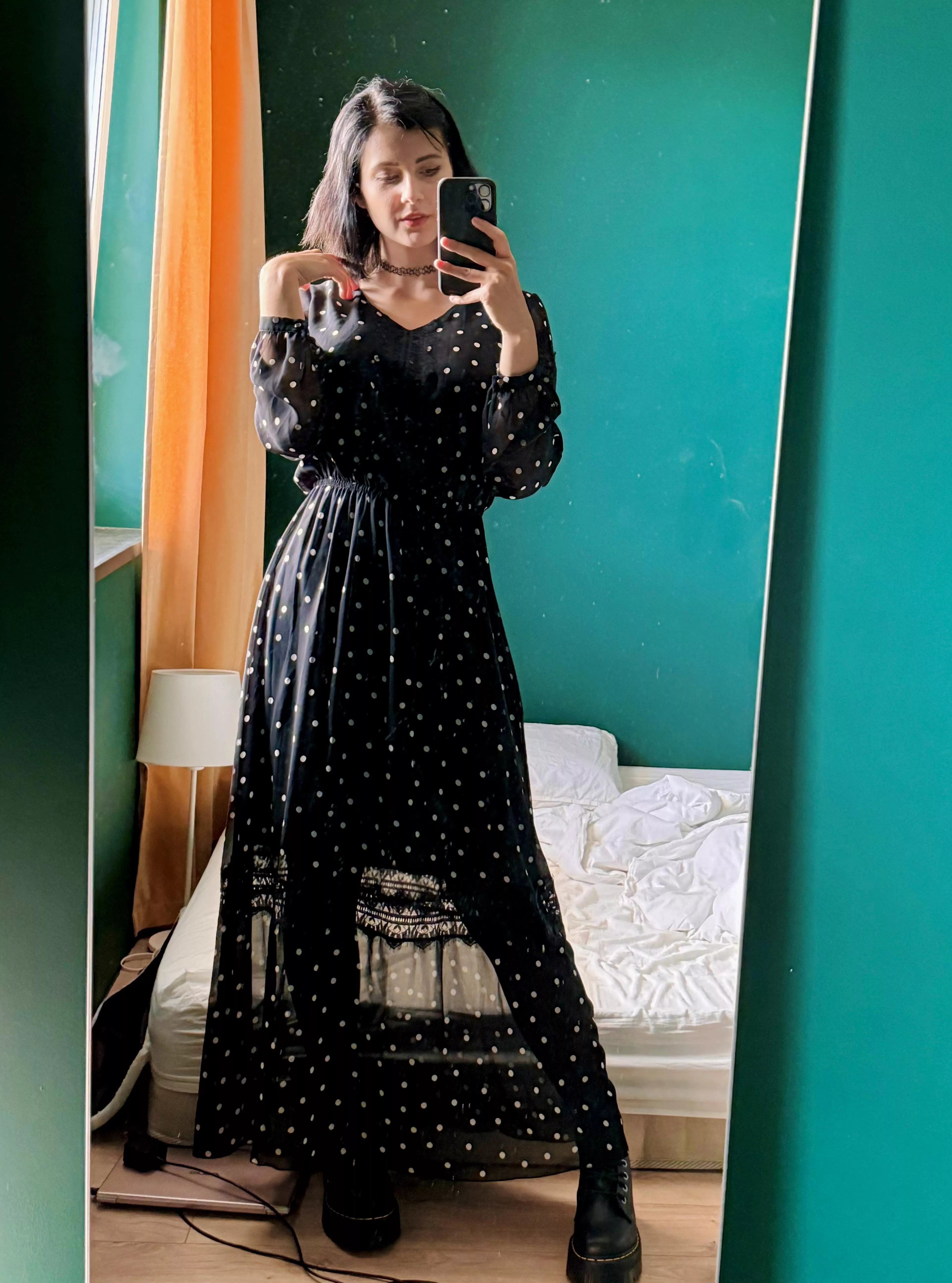 Long black dress and dr martens are great combo (F) posted by mikomiaumiau