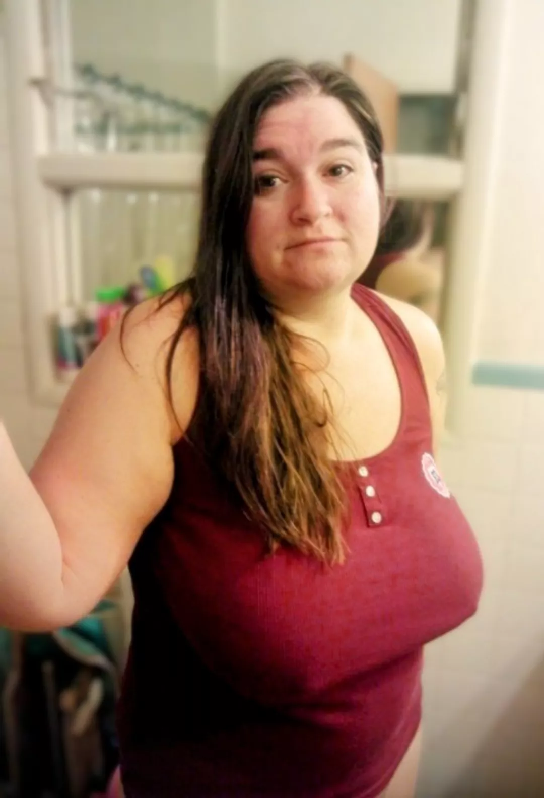 My wife in her dark red tank . posted by SteelTorch