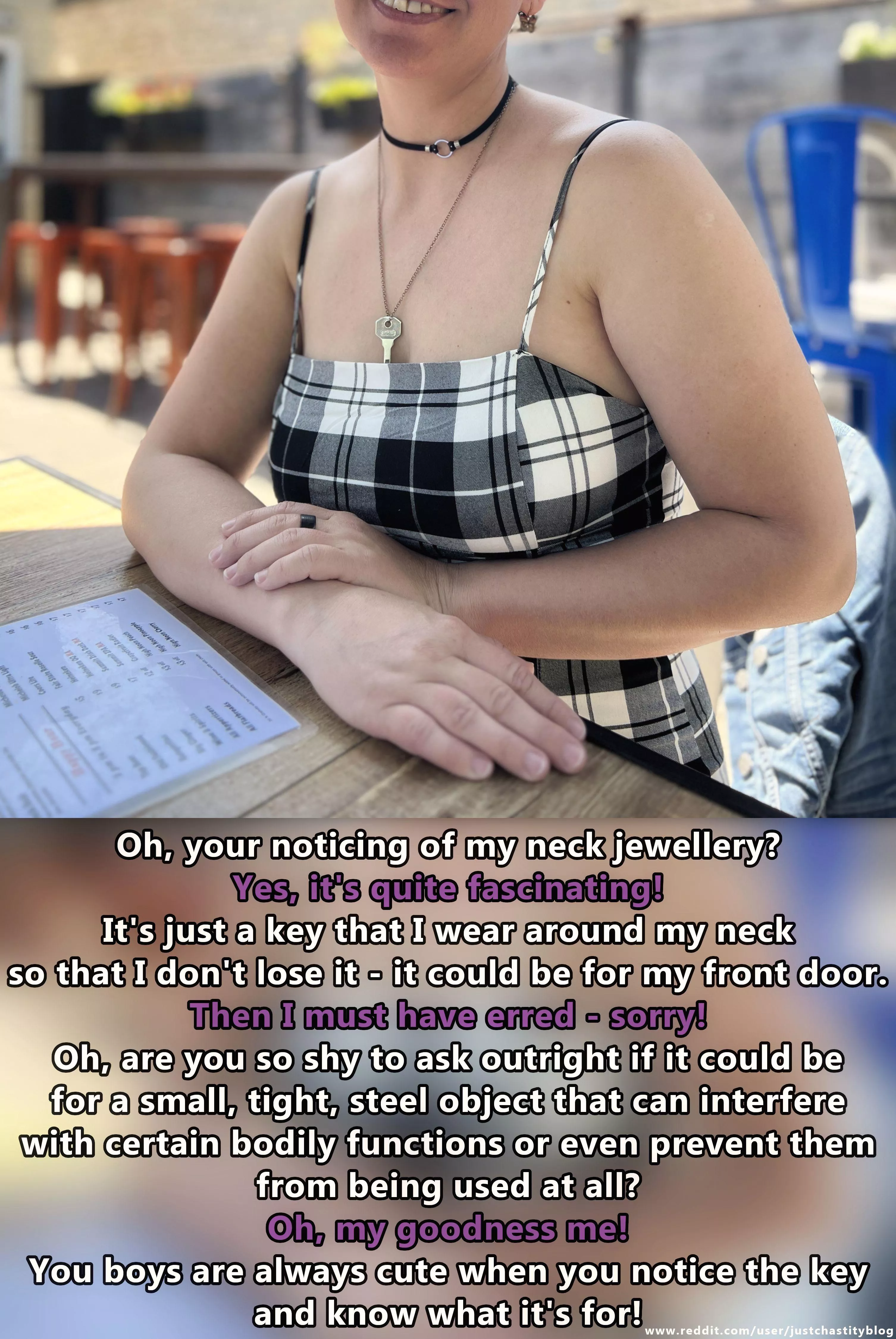 Yes, the boys are always so shy! posted by justchastityblog