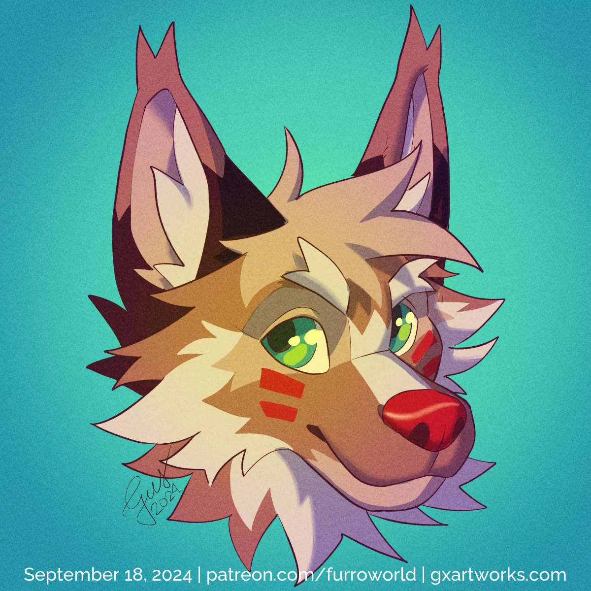 A furry headshot. Art by me.  posted by Lycantropunk