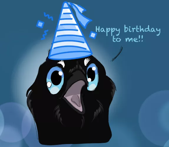 Happy birthday to me! Hooray! 💙😄(art by me) by TheCreepy_Corvid