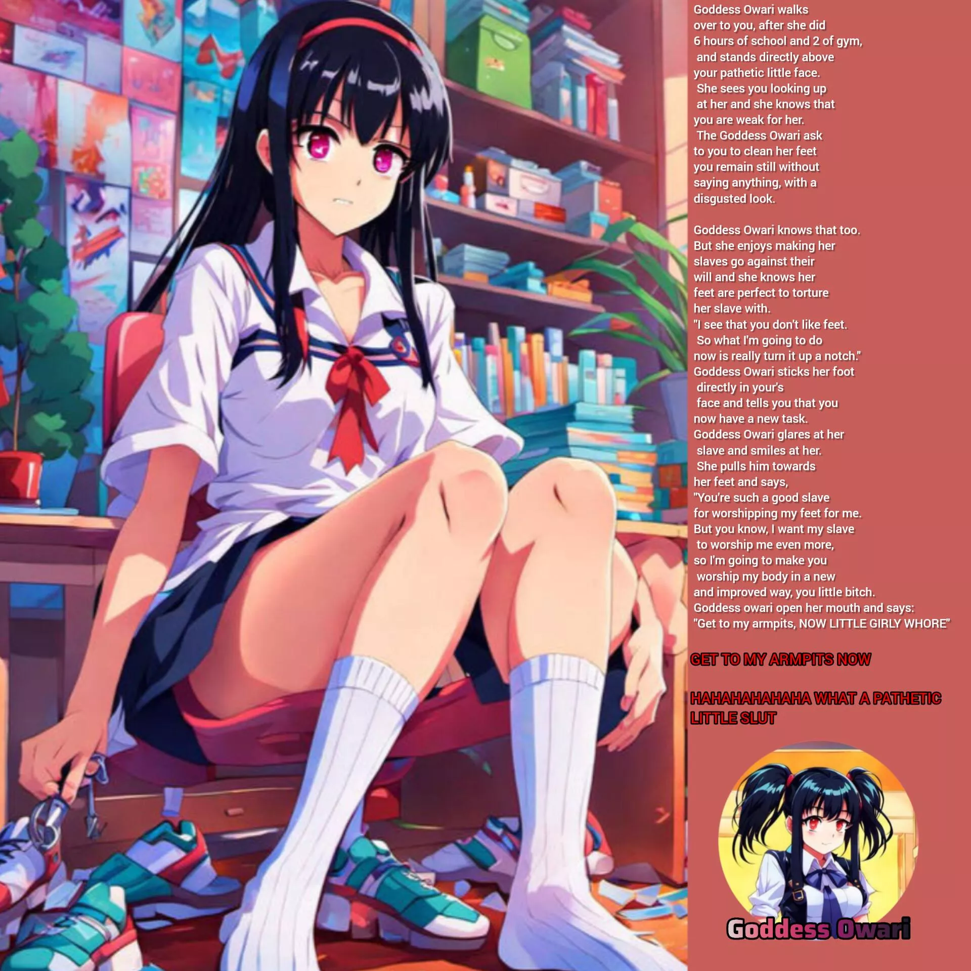 Lick my sweat, NOW! posted by Goddessowari