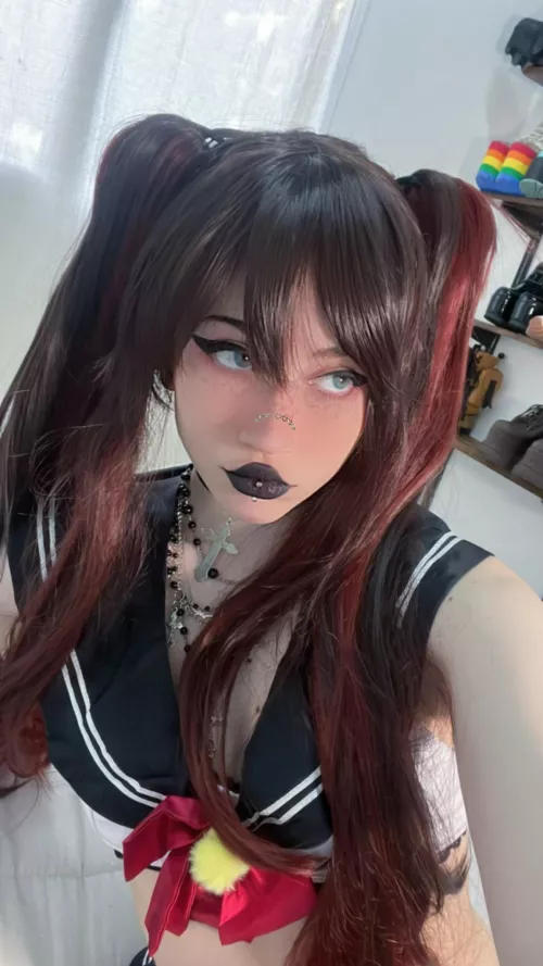 Here is goth sailor moon! Ready for a party next weekend 🖤🩷🖤 by SummerXBeMine
