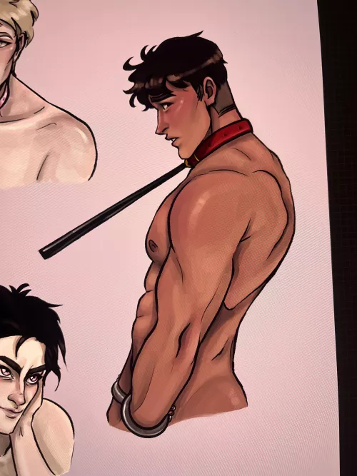 I love drawing subby men~ [msub] [fdom] [submissive men] by Thin_Entertainer_108