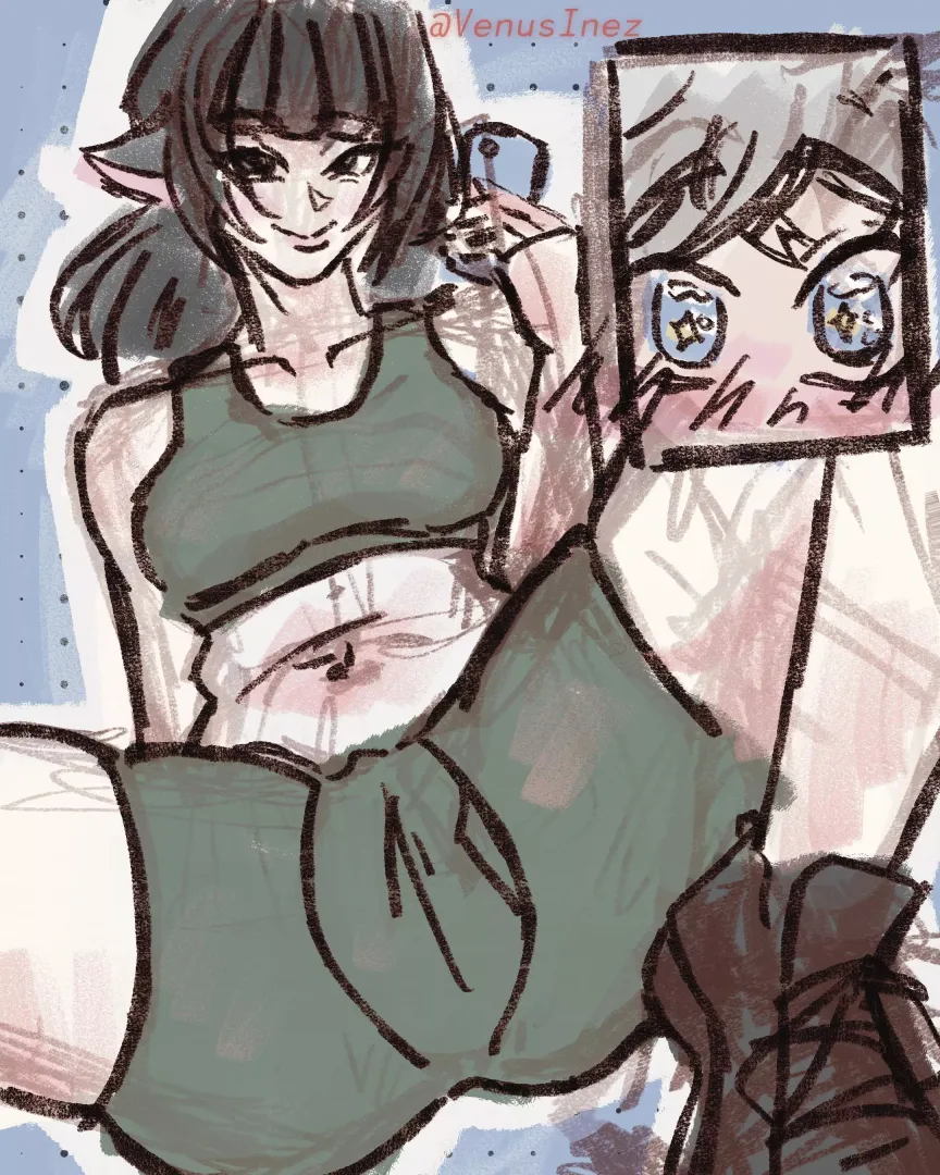 She wears the “pants” [Art by me] by VenusInez