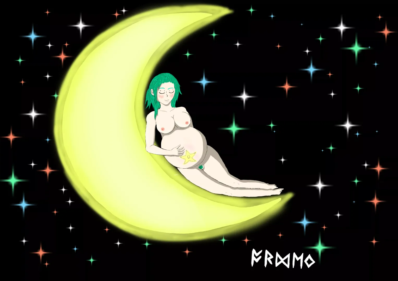 Sleeping on the moon by arden_vore