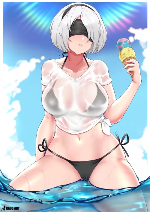 2B at the beach (kaosart) by Terran117