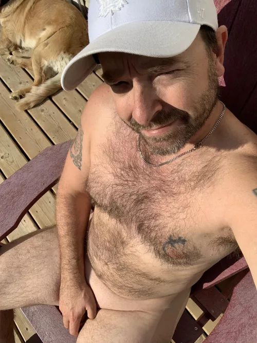 47 dad enjoying my coffee on the back deck by Born_Piccolo_3208