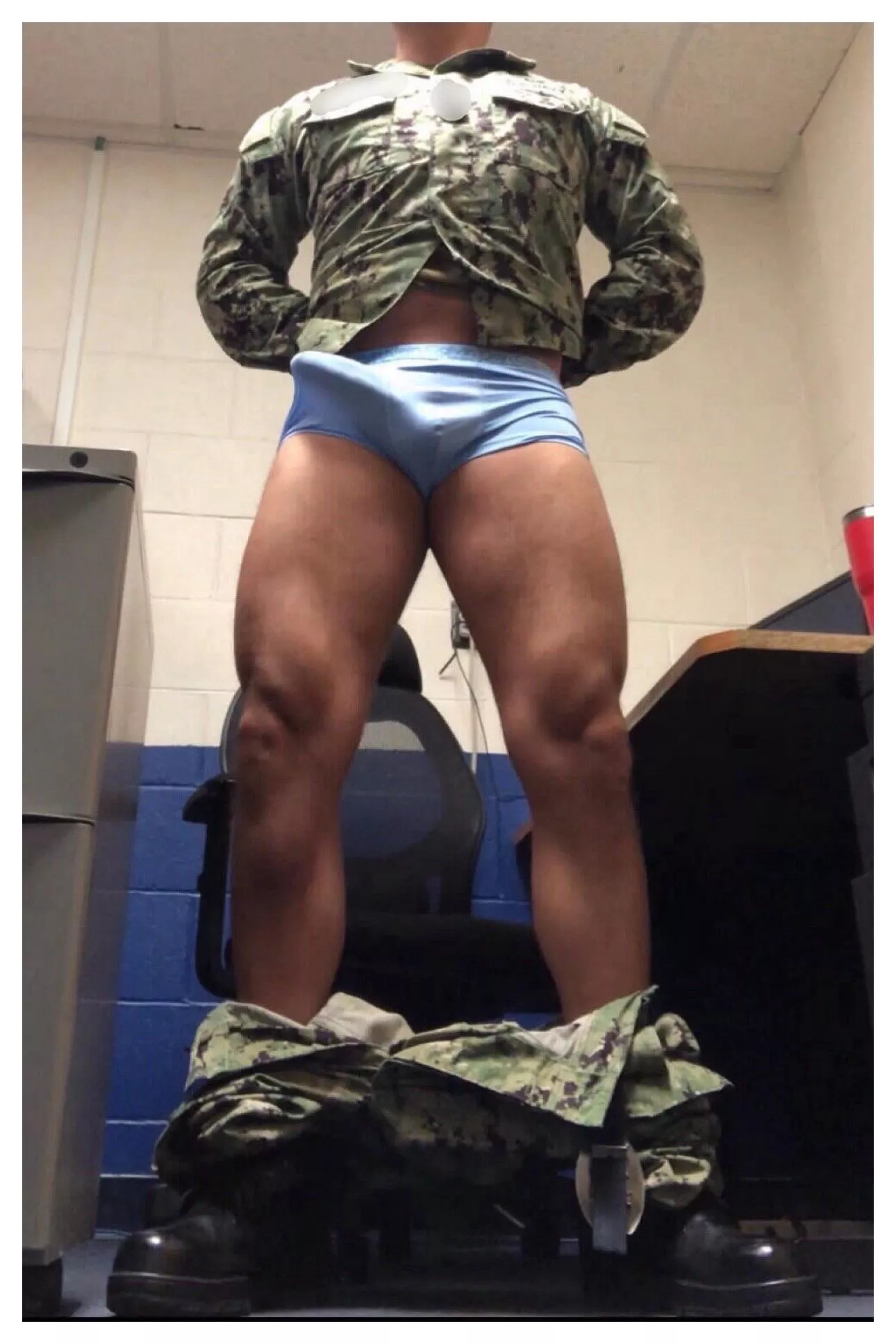 Rock fucking hard in my CK’s.  Now stand at attention on your knees! posted by lowkeynotreal1y