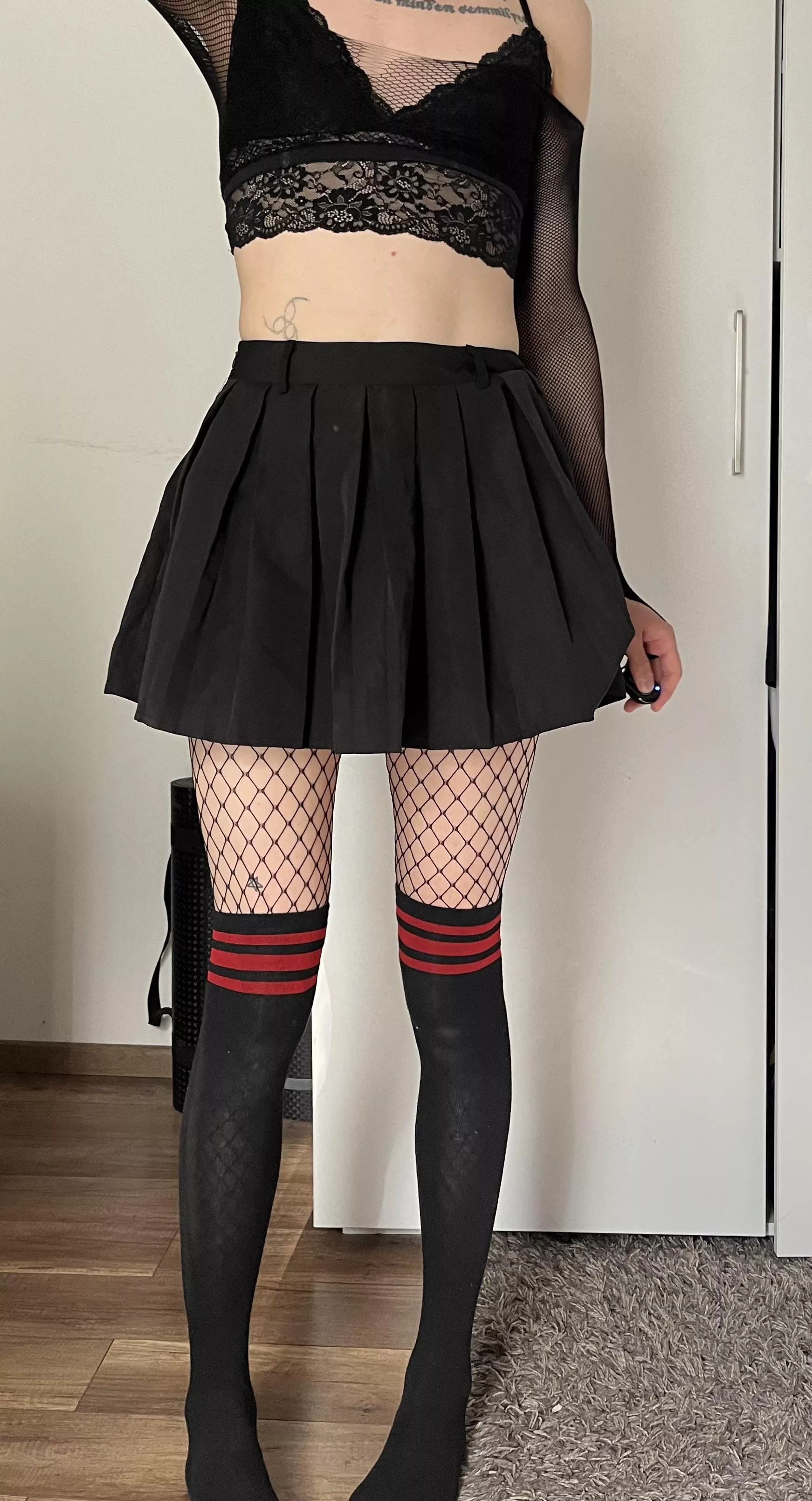thigh highs and plated skirt <3 posted by jelllyflower