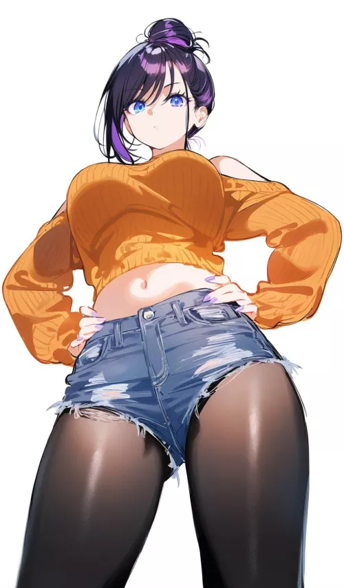 Tights & Denim Shorts  by CheetahSperm18