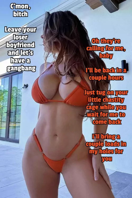 Your gf gets called by a group of Alphas for a gangbang  by Captionsforever