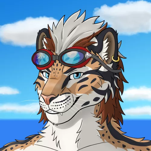 A drawing I finished for headshot practice - a clouded leopard with goggles! by Yeoldeman
