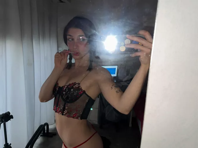 Do u like the new croptop I bought? I think red looks good on me  by Rough-Moment9825