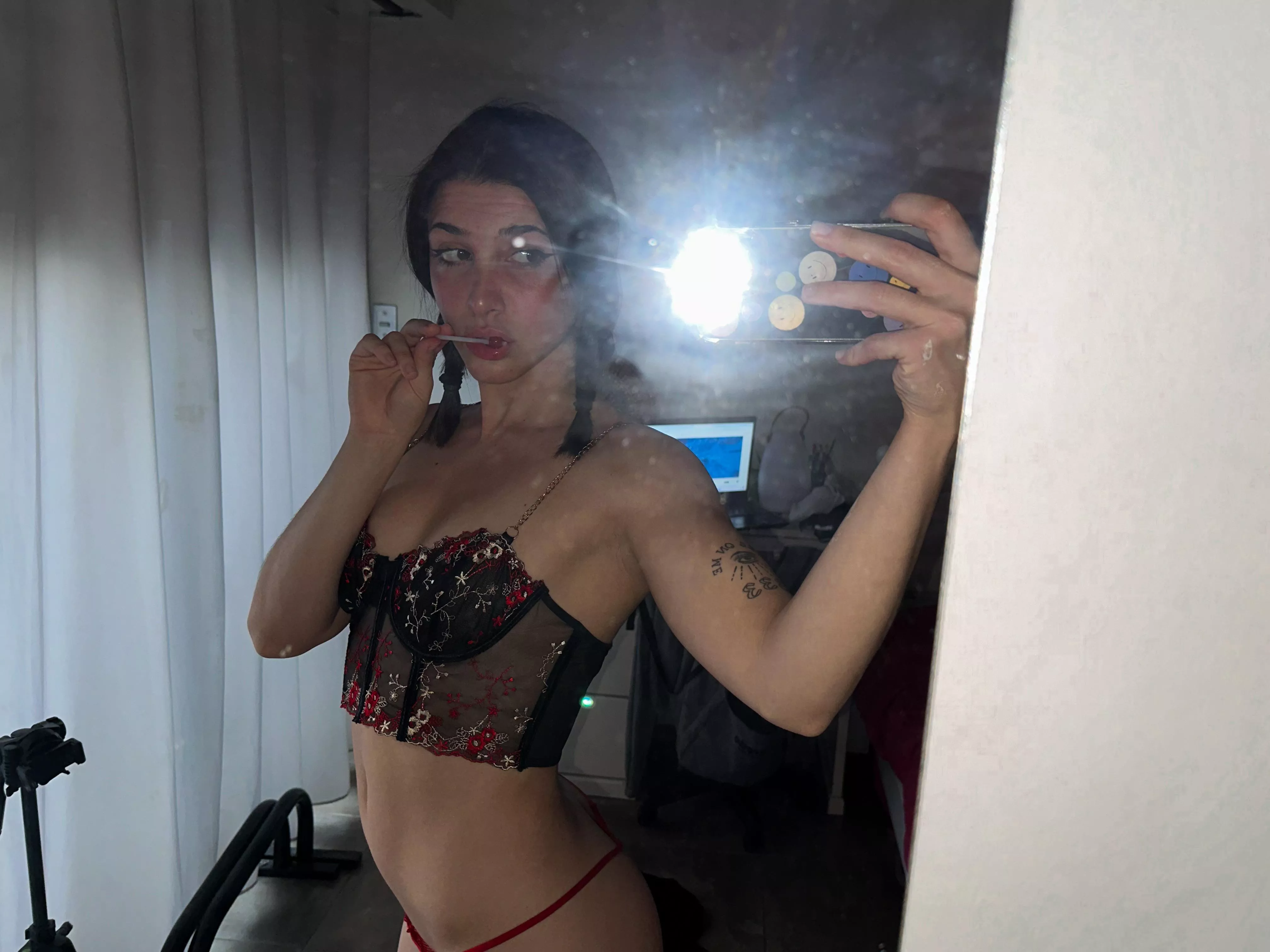 Do u like the new croptop I bought? I think red looks good on me  posted by Rough-Moment9825