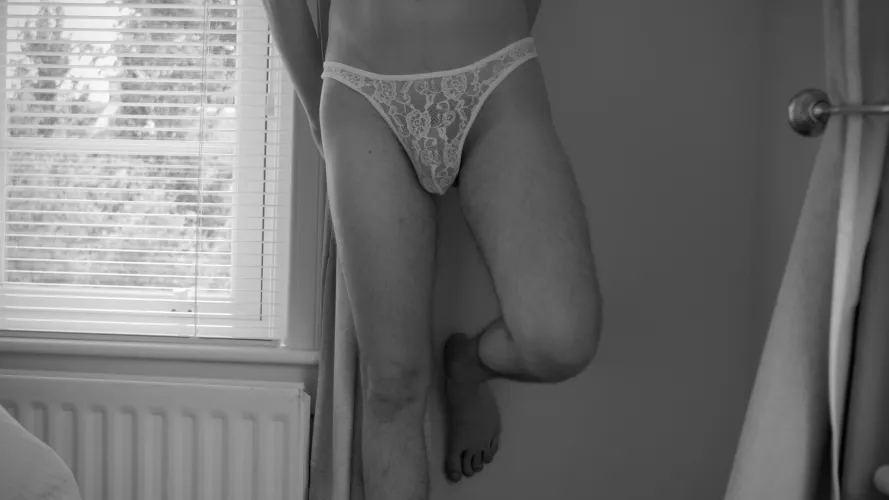 Feeling rather pretty in my white lace thong by adam_next_door