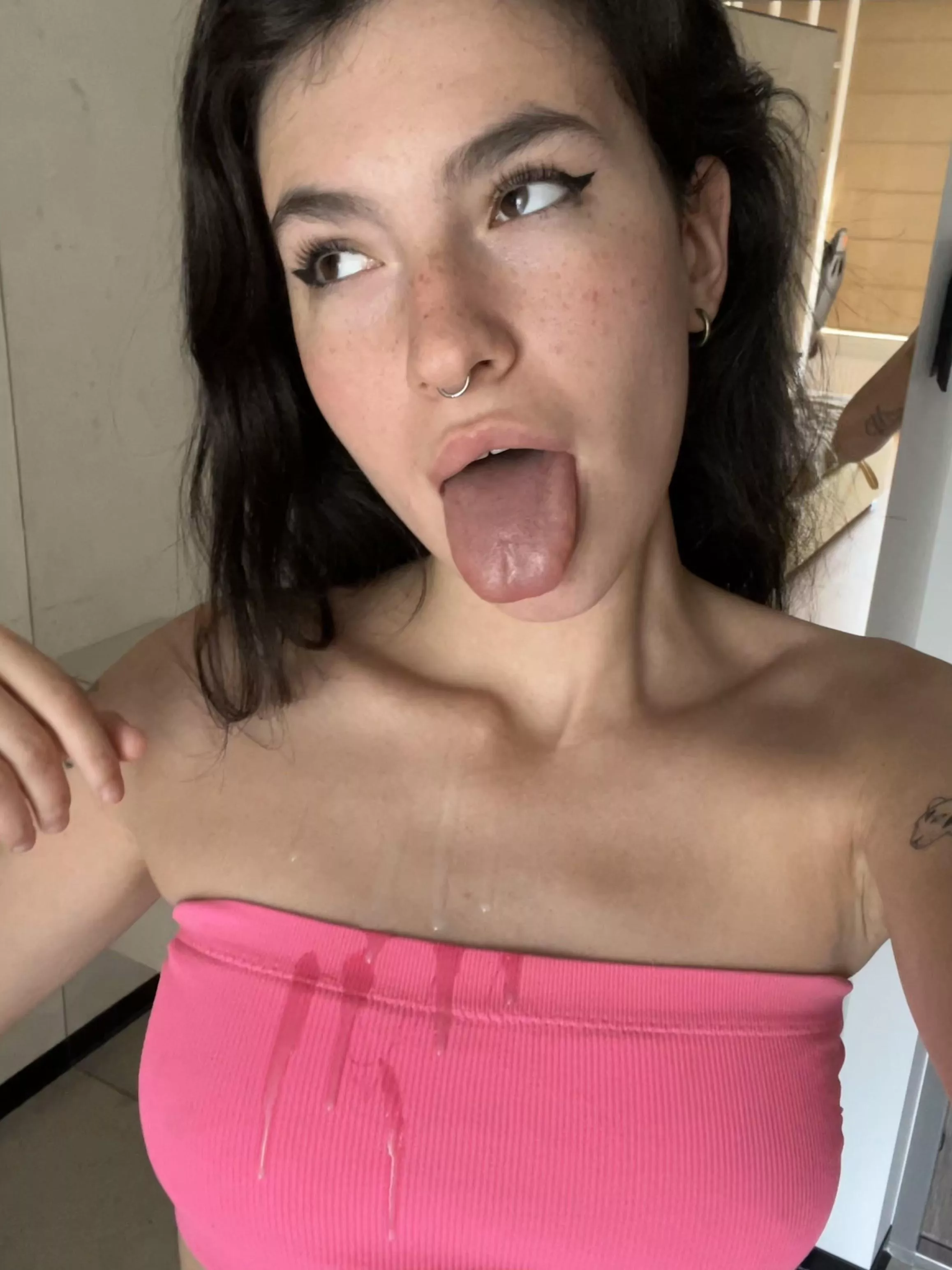 this cum is so warm and flows down my body so quickly onto my top posted by ButterrFlyKiss